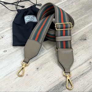 Prada Taupe Striped Adjustable Shoulder Strap